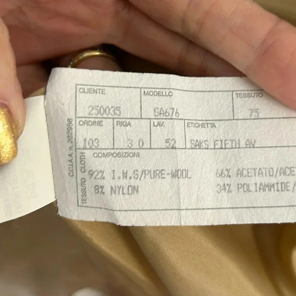 Saks Fifth Avenue Collection Gold Wool Blend Tunic Blazer Skirt Suit Size 10 - Picture 2 of 8